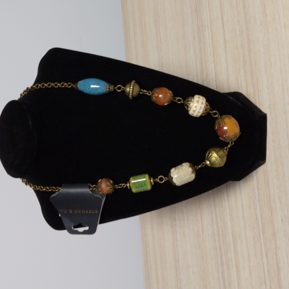 Stephan & co. New necklace beaded on antique gold tone lobster clasp